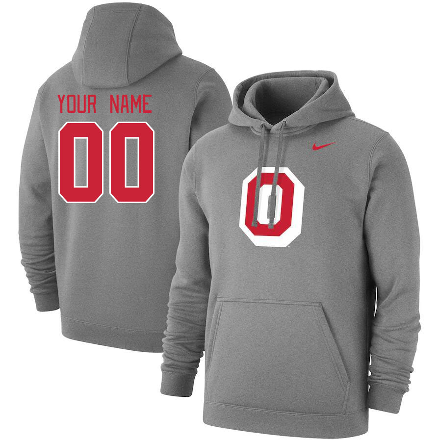 Custom Ohio State Buckeyes Name And Number College Hoodie-Gray - Click Image to Close
